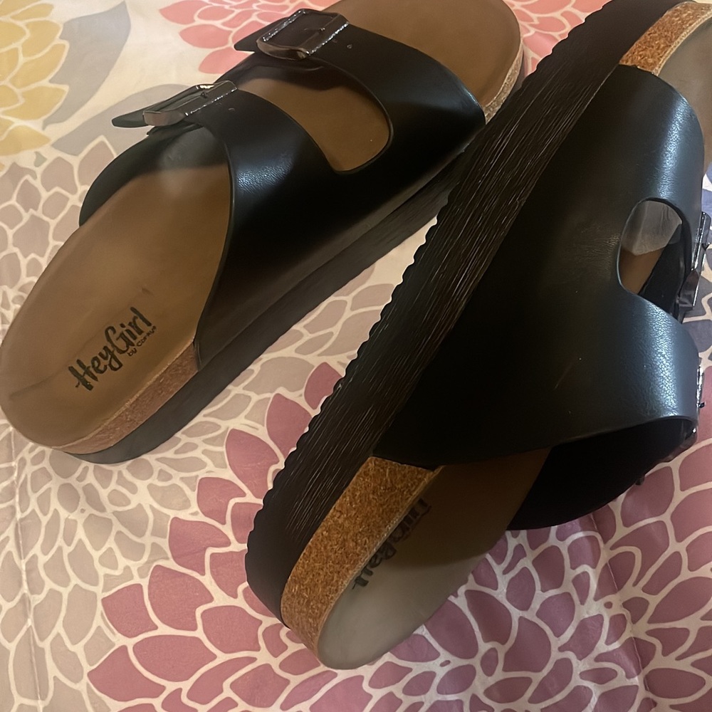 Black platform sandals